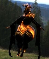 10_seconds 3d 3d_animation alienwrench animated belly belly_bulge belly_button belly_expansion blender breast_expansion ember_(warframe) female female_only fire forest_background hip_expansion pregnant tagme thick_hips thick_legs thick_thighs thigh_expansion video warframe