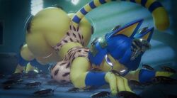 3d_(artwork) ai_generated ankha ankha_(animal_crossing) bedroom butt_up_face_down female female_only insectophilia insects mood_lighting panties sports_bra warfaremachine_(modeler) wiggling_ass