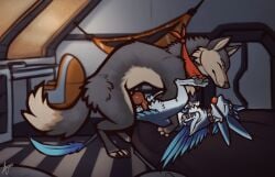 2026 2d_animation animal_genitalia animal_penis animated anthro anthro_on_feral anthro_penetrated ardeo avali ball_gag bed bedroom bestiality canid canine canine_genitalia canine_penis canis cloaca cloacal cloacal_penetration collar collar_only duo eyes_closed feathers feral feral_penetrating feral_penetrating_anthro fluffy frame_by_frame from_behind_position furniture gag genitals hi_res interspecies kerchief kerchief_only knot larger_feral larger_male legs_up loop lying male male/male male_penetrated male_penetrating male_penetrating_male mammal mating_grip mostly_nude mounting neckerchief neckerchief_only neckwear nude on_back on_bed penetration penile penile_penetration penis penis_in_cloaca platform_missionary_position platform_sex quadruped sex size_difference smaller_anthro smaller_male tail wolf