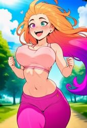 1girls adult_female ai ai_assisted ai_generated fit fit_female ginger_hair gym_clothes gym_clothing gym_topwear jiggle jiggle_physics jogging league_of_legends leggings pink_leggings prussia123 sexy sexy_body sexy_clothing sexy_female zoe_(league_of_legends)