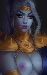 1girls areolae big_breasts breasts female female_only hades_(game) large_breasts looking_at_viewer megaera_(hades) nipples othalam solo