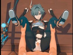 3d background_character cosplay durin_(genshin_impact) femboy gay gay_sex genital_fluids genitals genshin_impact laying_on_back lohen_(genshin_impact) mmd otoko_no_ko spread_legs spreading tagme teal_hair video video_games wanderer_(genshin_impact) yaoi