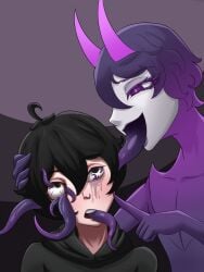 androfir_(azamika343) azamika343 brain_fuck demon demon_boy demon_horns demon_humanoid femboy femboy_on_femboy femboy_only femboydom femboysub gore long_tongue mind_break mind_fuck original_character tentacle tentacle_sex tongue_fucking tongue_out