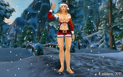 1girls breasts christmas esidien female female female_only human legs looking_at_viewer nipples oldschool pubes pubic_hair pussy santa_costume santa_hat snow solo thighs vagina warcraft waving world_of_warcraft wow