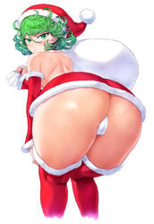 1girls ass ass_focus big_ass big_butt booty butt butt_focus cameltoe christmas from_behind green_eyes green_hair huge_ass huge_butt large_ass large_butt looking_at_viewer looking_back merry_christmas mogudan one-punch_man panties presenting_ass presenting_butt santa_costume santa_hat short_hair tatsumaki thick_thighs thighhighs upskirt white_panties wide_hips wide_thighs