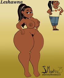 1girls alternate_version_available areolae barefoot big_breasts breasts brown_skin cartoon_network dark-skinned_female dark_skin earrings feet female female_only j.monkey23 leshawna_(tdi) lipstick long_hair nipples nude nude_female ponytail pubic_hair solo thick_thighs toes total_drama_island wide_hips