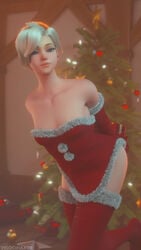 1girls 3d breasts cleavage female female_only looking_at_viewer mercy overwatch pinup solo velocihaxor