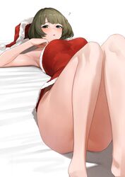 artist_request blush bottomless christmas female green_eyes heterochromia idolmaster idolmaster_cinderella_girls looking_at_viewer takagaki_kaede