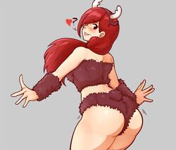 91m10 ass big_ass blush christmas costume cute hair_over_one_eye heart horns long_hair malmind nervous nervous_smile red_hair reindeer_costume ruby_koroma_(91m10) thick thick_thighs thin thin_waist turning_around