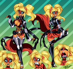 angel_kryis angry anthro blonde_hair blue_eyes breasts brown_fur clothed clothing collab crystal-for-ever felid feline female female_only fluffy fluffy_tail fur furry_only hair happy mrbowater open_mouth open_smile orange_fur partially_clothed piercing sad simple_background smile solo teeth tongue