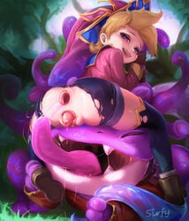 1boy1girl 1girls arcanist_kog'maw arcanist_zoe arcanists_series blue_eyes gaping gaping_anus green_eyes happy happy_face happy_sex heterochromia kog'maw kog’maw league_of_legends pink_tongue prolapse prolapsed_pussy riot_games sirfy straight zoe_(league_of_legends)