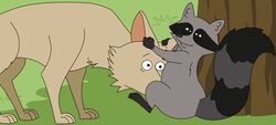 ambiguous_gender animated brickleberry canine coyote fellatio official_art oral oral_sex raccoon sex tagme