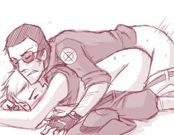 2boys 2d anal aviator_glasses blush human human_male human_only male male_only scout scout_(team_fortress_2) sex sniper sniper_(team_fortress_2) team_fortress_2 yaoi