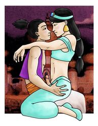 aladdin aladdin_(cosplay) cosplay disney human hyuuga_neji nara_shikamaru naruto penis princess_jasmine_(cosplay) yaoi