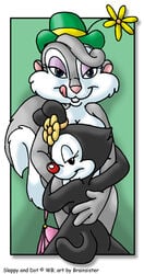 2girls animaniacs anthro brainsister breasts cleavage dot_warner female flower licking_lips multiple_girls purse slappy_squirrel squirrel tail voluptuous yuri