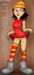 1girls ashley_spinelli cleft_of_venus disney donnie full_body pussy recess simple_background solo standing tagme uncensored