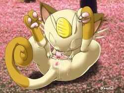 animated autofellatio color cunnilingus female female_only meowth meru nintendo oral pokemon solo uasketcher vulva