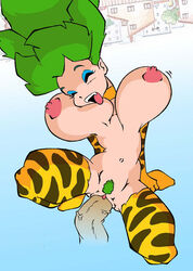 1girls 2005 breasts evhor female green_hair horns humanoid large_breasts light-skinned_female light_skin long_hair lum male nipples oni penis princess pussy sex tagme tiger_print urusei_yatsura vaginal_penetration