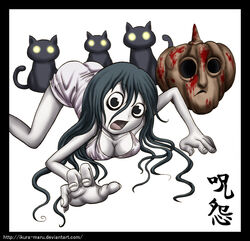 ass ass_up blood breasts cat cleavage clothing dress ghost ghost_girl ju-on kagutaba noroi:_the_curse open_mouth pumpkin saeki_kayako slender tagme the_grudge