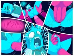 anal anal_sex blood blue_body blue_clothing blue_skin bodily_fluids clothing comic cyan_cube duo forced genitals hand_on_penis hi_res hoodie humanoid just_shapes_and_beats male male/male male_penetrated male_penetrating male_penetrating_male nails pain penetration penis pink_body pink_clothing pink_skin rape sadism screaming sex smrtka769 tears topwear video_games