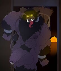 absurd_res genitals hi_res hyper incrediblecrocodile krampus male male_only muscular muscular_male penis solo