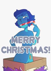 blue_eyes blue_hair blue_skin candy_cane christmas lapis_lazuli_(steven_universe) merry_christmas neversaywhere steven_universe