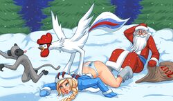 2017 chicken christmas ded_moroz flick monkey panties pinned pinned_down santa santa_claus snegurochka snow year_of_the_monkey year_of_the_rooster