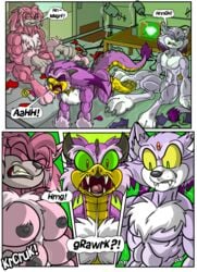 3girls all_fours amy_rose anthro avian bird black-rat blaze_the_cat breasts chest_tuft clenched_teeth closed_eyes comic eulipotyphlan fangs felid feline felis female forked_tongue green_eyes green_sclera group hedgehog hi_res mammal multi_breast multicolored_body multiple_girls muscular muscular_female nude open_mouth pain red_eyes sitting sonic_(series) sonic_riders sonic_the_hedgehog_(series) tail_tuft teeth toeless_(marking) tongue transformation tuft two_tone_body unknown_species wave_the_swallow were wereeulipotyphlan werehog wide_eyed yellow_sclera