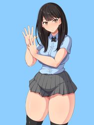 big_ass big_breasts big_butt brown_eyes brown_hair emaason huge_ass huge_butt medium_hair original school_uniform student thick_thighs thighhighs thunderthighs wide_hips