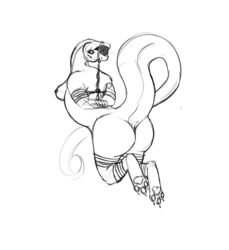 absurd_res anthro ball_gag bondage bondage bound clothed clothing female gag gagged hi_res long_neck long_tail monochrome nude paws reptile restrained rope rope_bondage scalie slightly_chubby snake solo topless vainovalkea