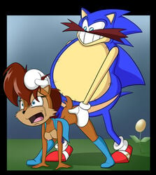 1boy 1girls ambiguous_penetration costume crying disguise dr._eggman dr_robotnik female human human_on_anthro male moustache pingas rape sally_acorn smile sonic_(series) sonic_the_hedgehog_(archie) sonic_the_hedgehog_(comics) sonic_the_hedgehog_(series)