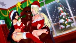 1boy 2girls 3d big_penis censored christmas dark-skinned_male dark_skin female ffm_threesome glasses hana_(numbersguy) handjob holding_penis indoors interracial koikatsu large_breasts light-skinned_female light_skin looking_at_viewer male middle_finger mosaic_censoring numbersguy original pimp queen_of_spades santa_hat sensei_(numbersguy) spade tattoo threesome