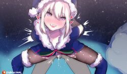 action_pose artoria_pendragon blush christmas_outfit clothed_female_nude_male clothed_sex clothing fate_(series) heart-shaped_pupils lewdishsnail pantyhose riding sketch stockings thigh_boots thighs vaginal_penetration white_hair