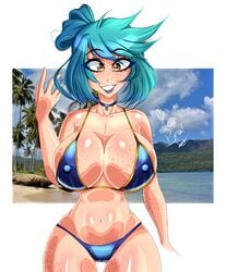 bikini blue_hair edd00chan fnafhs fnafhs_z3ro visible_nipples