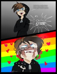 cum cum_in_mouth cum_on_face gay glasses instant_loss_2koma nate_mourningwood original_character rainbow_flag rexphilia shutupnoot tagme