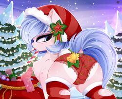 absurd_res ass candy candy_cane christmas christmas_clothing christmas_headwear clothing condom dessert dildo equid equine female feral food hasbro hat headgear headwear hi_res holidays horn horse legwear mammal my_little_pony pony santa_hat sex_toy sexual_barrier_device snow snowing solo star_dust_(oc) thigh_highs unicorn xsatanielx