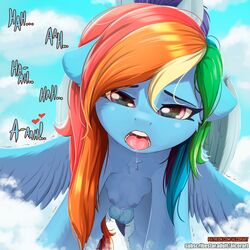 alcor90 all_fours balls bodily_fluids cloud crotchboobs cutie_mark doggy_style drooling duo edit equid equine female feral friendship_is_magic from_behind_position genitals hasbro horse male mammal my_little_pony pegasus pony rainbow_dash_(mlp) saliva sex sky soarin_(mlp) straight wings wonderbolts_(mlp)