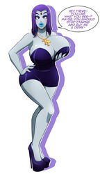 1girls big_breasts big_lips bimbo bimbofication breasts busty cleavage dc dc_comics eyeshadow female female_only high_heels huge_breasts kobi-tfs lips platform_heels rachel_roth raven_(dc) skimpy_clothes skimpy_dress solo solo_female teen_titans