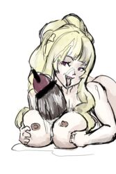 1boy 1girls bar_censor big_breasts blonde_hair breasts censored clair_(fire_emblem) colored_sketch corruption cum cum_in_mouth cum_on_face dark-skinned_male fire_emblem fire_emblem_echoes:_shadows_of_valentia fire_emblem_gaiden gguy123 heart-shaped_pupils interracial lipstick nude paizuri rough_sketch sketch straight tongue tongue_out whatdoidohere