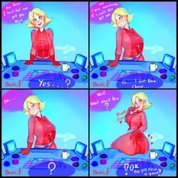 age_difference anus anus_peek belt belt_buckle big_ass big_breasts big_butt blonde_hair blue_eyes blushi_0 bodysuit breasts bubble_butt busty butt clover_(totally_spies) comic desk female female_focus flirting flirting_look gloves hand_on_hip heart heart-shaped_buckle heart_buckle hourglass_figure jerry_lewis_(totally_spies) looking_at_viewer looking_back male male_pov pinup pinup_pose pose posing pov pussy pussy_peek rear_view seducing seductive seductive_eyes seductive_look seductive_smile see-through short_hair sideboob skin_tight speech_bubble teasing text totally_spies wide_hips