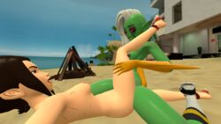 2girls 3d alien avatar_the_last_airbender azula black_hair crossover disney disney_channel female female_only fire_nation green_skin lord_dominator medium_breasts naked nickelodeon nude nude_female shoes simple_smut source_filmmaker tribadism wander_over_yonder white_hair yuri