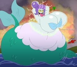 1boy 1boy1girl 1girls big_breasts breasts_bigger_than_head cala_maria comical_weapon cuphead cuphead_(game) huge_breasts huge_hips huge_thighs hyper hyper_ass hyper_hips hyper_thighs mermaid thick_thighs tongue_out wide_hips yellow_eyes