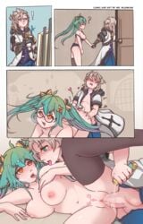 ! 1boy 1girls ? after_kiss albedo_(genshin_impact) areola_slip areolae ass ass_grab asymmetrical_legwear big_breasts blue_underwear blush clitoris comic cute easel erection exposed_breasts fanon_couple from_behind genshin_impact glasses green_hair grey_hair heart heart-shaped_pupils hi_res kneeling long_hair looking_at_another looking_pleasured male mr_mlemkins_(artist) multicolored_hair navel nipples open_mouth paint partially_clothed penis pleasure_face pussy saliva_trail sex short_hair slightly_chubby spread_legs stockings sucrose_(genshin_impact) sweat tears thick_thighs thighs twintails underwear vaginal_insertion vaginal_penetration vaginal_sex vibrator yellow_eyes zettai_ryouiki