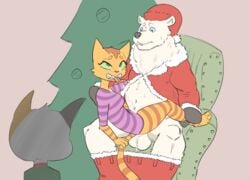 1girls 2boys anthro balls bodily_fluids caught caught_in_the_act chair cheating cheating_wife christmas christmas_tree clothing costume cum domestic_cat felid feline felis female fran_(litterbox_comics) furniture genital_fluids genitals hi_res holidays litterbox_comics male mammal mature_female milf mother parent penetration plant polar_bear santa_costume son straight stupidgnoll tongue tongue_out tree ursid ursine vaginal_penetration vincent_(litterbox_comics)