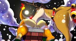 2019 anal anthro capreoline cervid charmander chimney christmas deep_rimming detailed_background duo fan_character feral hadou holidays male male/male mammal nintendo oral pokémon_(species) pokemon reindeer rimming rudolph_the_red_nosed_reindeer saliva_on_anus saliva_on_balls satsui-n0-had0u sex size_difference snow stuck stuck_in_chimney video_games