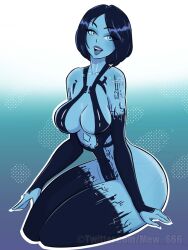 2d 2d_(artwork) big_ass big_butt blue_body blue_skin bob_cut cortana drawn halo_(series) high_resolution highres looking_at_viewer microsoft pose sitting smile smiling smiling_at_viewer solo video_games