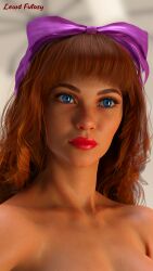 1futa 3d 3d_(artwork) artist_name blue_eyes bow close_up daphne_blake face freckles freckles_on_face futa_only futanari hair hairbow lewdfutasy light-skinned_futanari light_skin lips lipstick looking_off_screen looking_offscreen mugshot naked red_hair red_lipstick redhead scooby-doo slushe_(website) solo solo_futa testicles