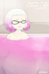 1futa big_breasts excessive_cum futa_only futanari huge_cock hyper hyper_balls hyper_penis nervous nervous_sweat pearl_(splatoon) post_orgasm sauna sideebi solo_futa splatoon splatoon_2 steam water