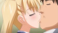 1boy 1girls airi_akizuki animated assertive assertive_female blonde_hair brown_hair censored close-up closed_eyes female french_kiss from_side highres kissing long_hair looking_at_another male moaning netorare ntr oni_chichi professor_kuranaka sound tagme teacher_and_student tongue tongue_out twintails video