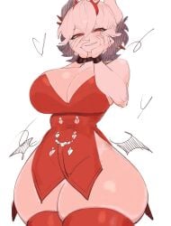 1girls ass beelzebub_(helltaker) big_ass big_breasts big_thighs breasts demon demon_girl demon_horns demon_tail female female_only gigantic_ass gigantic_thighs heart helltaker huge_ass huge_breasts huge_thighs looking_at_viewer red_eyes short_hair smile smiling smiling_at_viewer solo thick_hips thick_thighs thighhighs thighs usa37107692 white_hair wide_hips